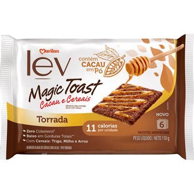 TORRADA LEV MAGIC TOAST CACAU CEREAIS MARILAN 110G SUPERMERCADO FERREIRA