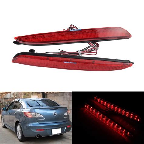 ANGRONG For Mazda 3 Red LED Rear Bumper Reflector Brake Stop Tail