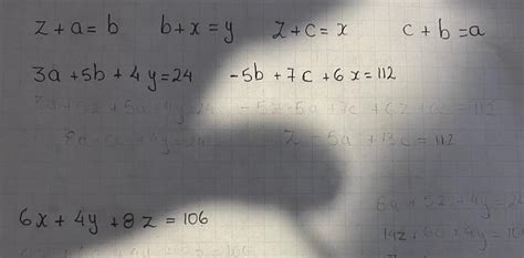 Solved z+a=bb+x=yz+c=xc+b=a3a+5b+4y=24−5b+7c+6x=112 | Chegg.com