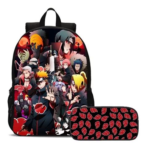 Mochila Escolar Anime Membros Akatsuki Clã Itachi Naruto Frete grátis