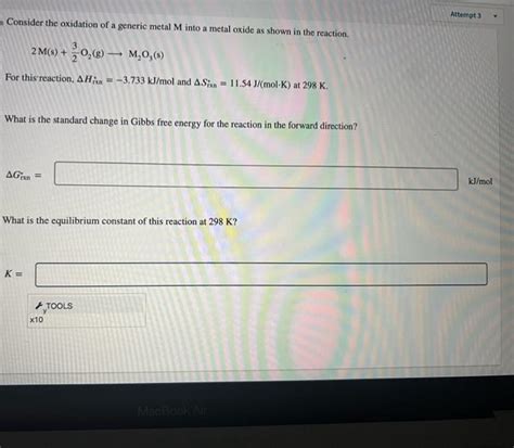 Solved Consider The Oxidation Of A Generic Metal M Into A Chegg