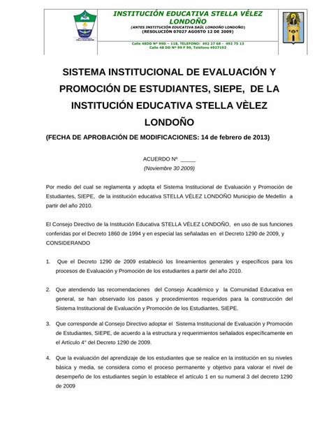 Pdf Sistema Institucional De EvaluaciÓn Y PromociÓn De €¦ · Por