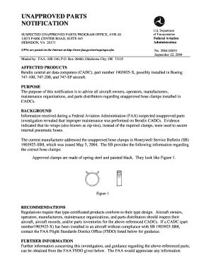 Fillable Online Faa Unapproved Parts Notification Faa Faa Fax Email