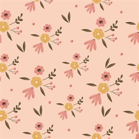 Garden Flower Plants Botanical Seamless Pattern Vector Design For