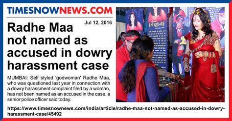 Radhe Maa Not Named As Accused In Dowry Harrasment Case By Shri Rm