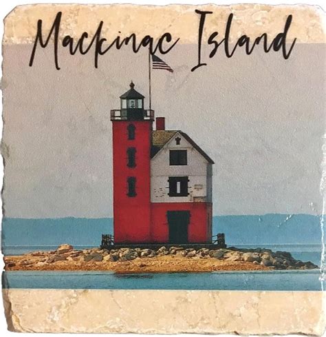 Mackinac Island Round Island Lighthouse Coasters.Michigan | Etsy