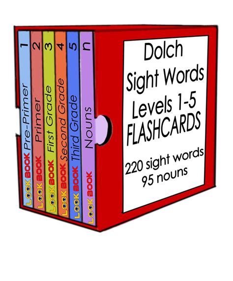 Dolch Sight Words Flashcards Set Levels 1 5 Plus Dolch Nouns Look