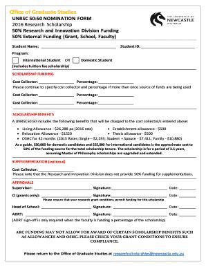 Fillable Online Newcastle Edu UNRSC5050 Nomination Form Fax Email Print