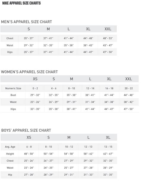 Nike Size Chart – The Original Manny's - Syracuse Team Shop