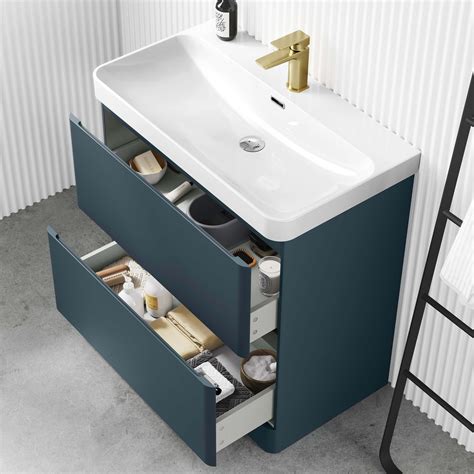 Corsica Blue Basin Drawer Vanity 800mm Bathroom Mountain