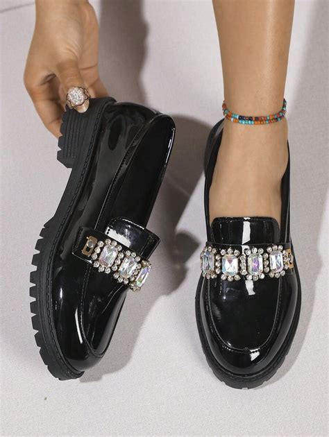 Mocassins Femininos Decorados Strass Sapatos Elegantes E