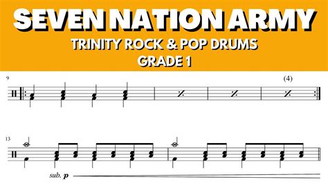 Seven Nation Army Trinity Rock Pop Drums GRADE 1 With Click YouTube