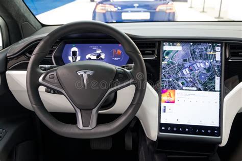 Interior Tesla Model X Luxury Electric Car Editorial Photography ...