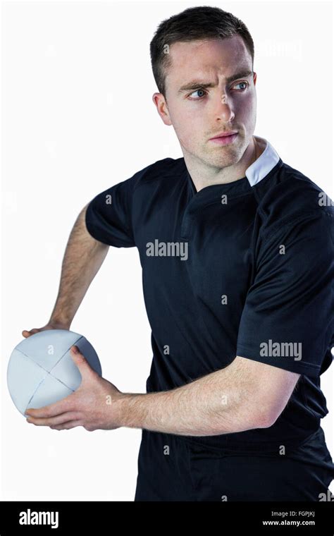 Rugby player about to throw a rugby ball Stock Photo - Alamy