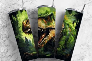 Green Angry T Rex Dinosaur 20oz Tumbl Graphic By FreeSublimations