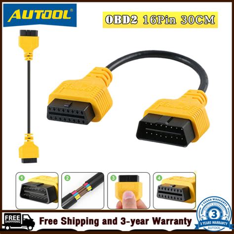 Autool 30cm Automobile Obd2 Diagnostic Adapter Cable Car Obd Eobd Elm327 Extend Connector