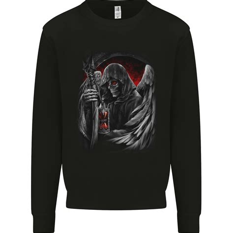 Sensenmann Biker Gothic Heavy Metal Totenkopf Herren Sweatshirt Pulli