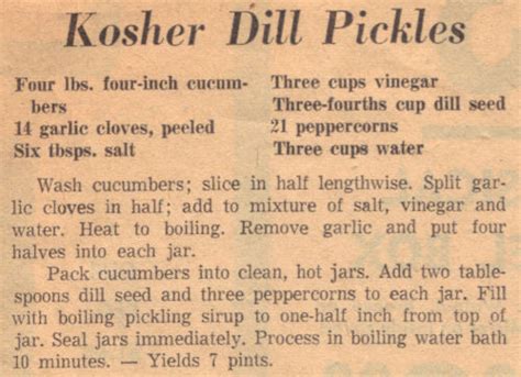 Kosher Dill Pickles – Vintage Canning Recipe « RecipeCurio.com