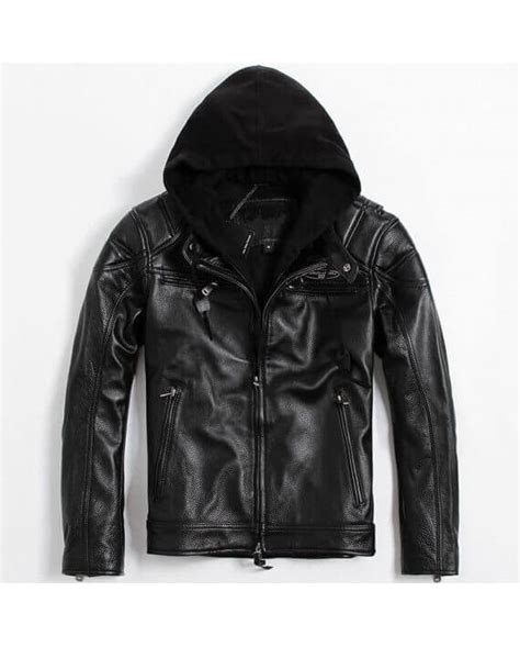 Blouson Moto Cuir Capuche Veste Motard Street Boober Pas Cher Homme