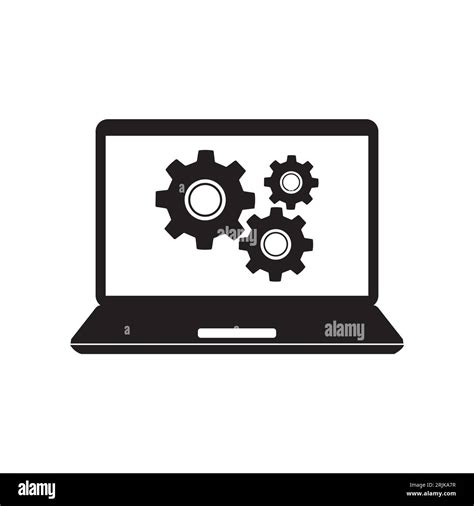 Technical Support Icon Computer Service Gears Screen Laptop Isolated