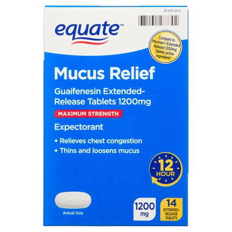 Equate Mucus Relief Expectorant Max 14 Ct