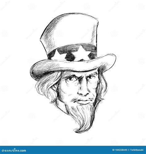 Hand Drawing Vector Illustration of Uncle Sam Portrait Stock Vector - Illustration of america ...