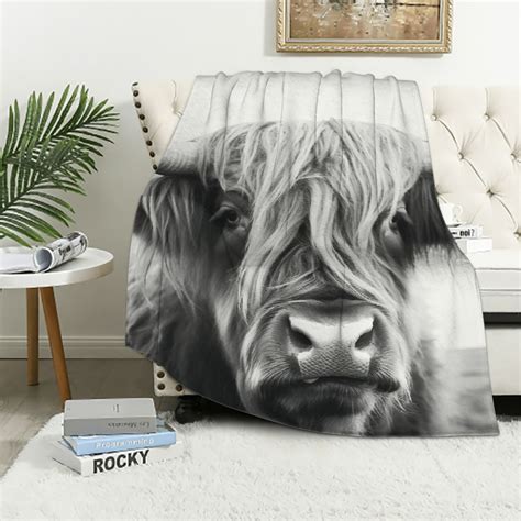 Eastsmooth Highland Cow Blanket Portrait Of Cow Pattern Flannel Throw