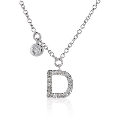 Ct White Gold Diamond Initial D Necklace Cerrone Jewellers