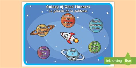 Galaxy Of Good Manners Display Poster Englishfrench