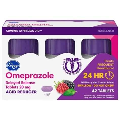 Kroger® Omeprazole Heartburn Relief Wildberry Mint Delayed Release