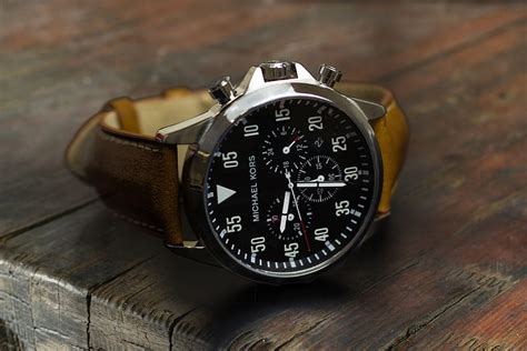 Brown Leather Strap Black Chronograph Watch Wrist Watch HD Wallpaper