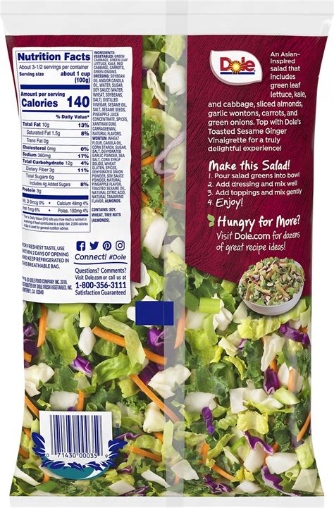 Dole Chopped Sesame Asian Salad Kit 13 6 Oz Shipt