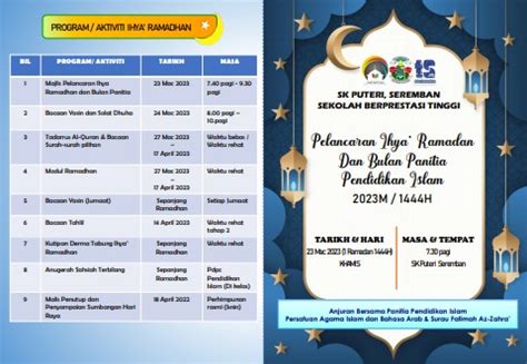 Buku Program Pelancaran Ihya Ramadan Dan Bulan Panitia Pendidikan