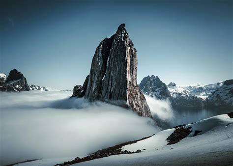 Aerial View of Mountain With Snow · Free Stock Photo