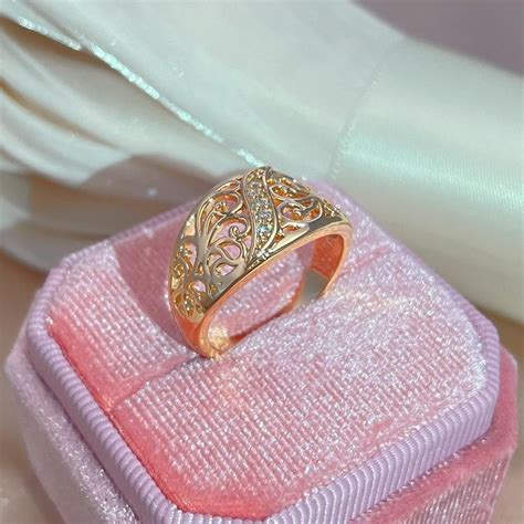 Cheap Kinel Hollow Flower Rose Gold Color Rings For Women Joom