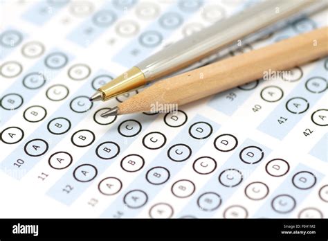 Answer Sheet Test Score With Pencil And Pen Stock Photo Alamy