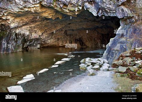 Rydal Caves in winter Lake District National Park Cumbria England ...