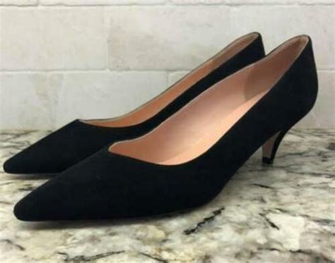 J Crew Dulci V Cut Suede Kitten Heels Shoes 198 Black 6 5 J8210 Office