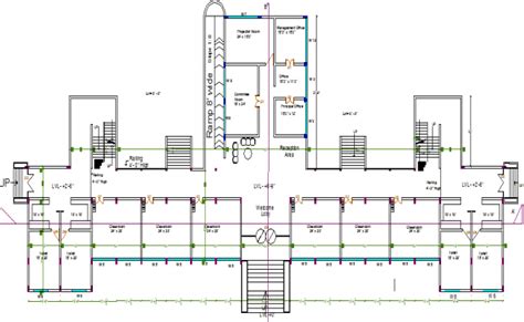 First floor layout plan of primary school dwg file