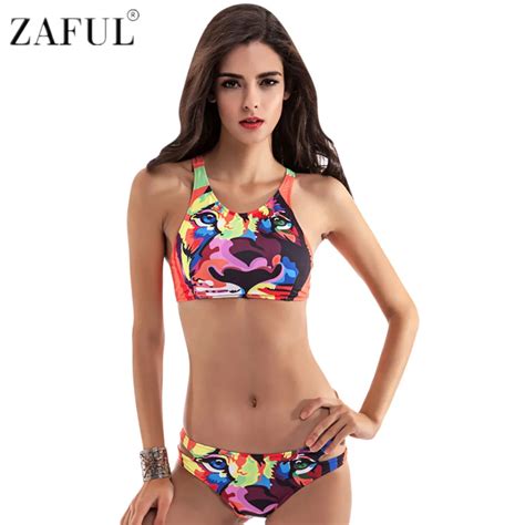 Zaful Tiger Print Swimsuit Swimwear Women Sexy Brazilian Bikini