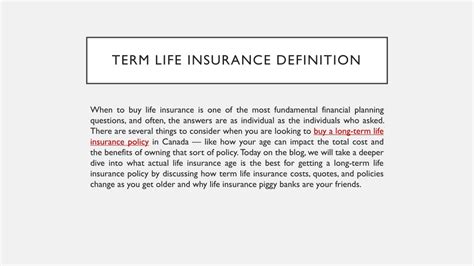 Ppt What Is The Best Age To Buy A Long Term Life Insurance Policy