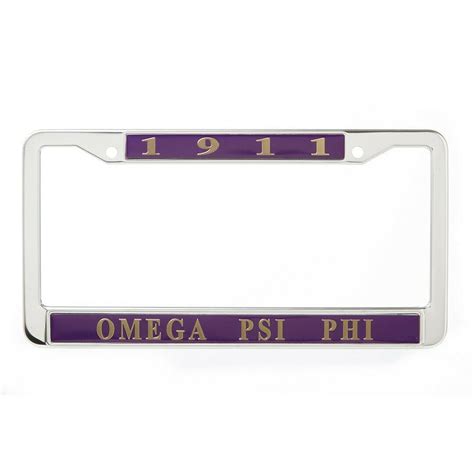 Omega Psi Phi Fraternity License Plate Frame Silver Frame Car Truck