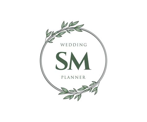 Sm Initials Letter Wedding Monogram Logos Collection Hand Drawn Modern