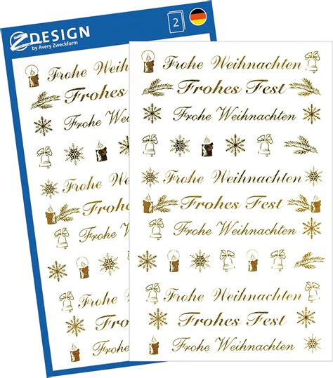 AVERY Zweckform 44 Aufkleber Weihnachten Schriftzüge gold