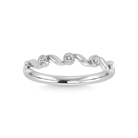 10k White Gold Diamond 1 10 Ct Tw Stackable Ring Unclaimed Diamonds