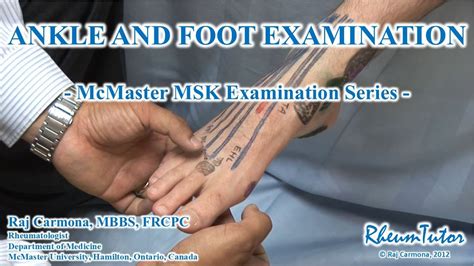 Ankle And Foot Examination Mcmaster University Youtube