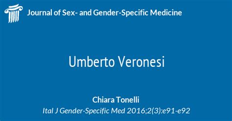 Umberto Veronesi Journal Of Sex And Gender Specific Medicine