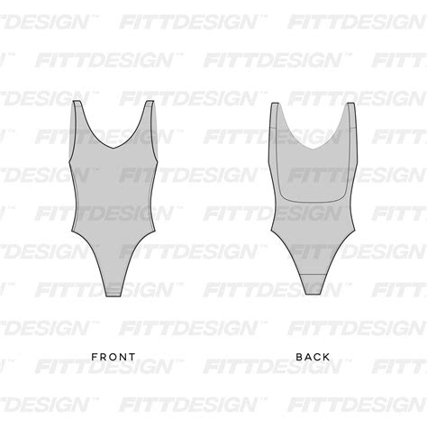 Ladies Plunge Neckline Adjustable Bodysuit Techpacktemplate Fittdesign