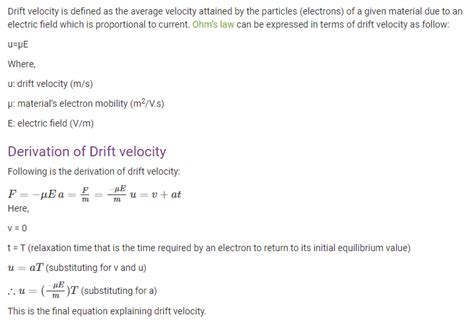 Define Drift Velocity And Derive An Expression For It Askiitians