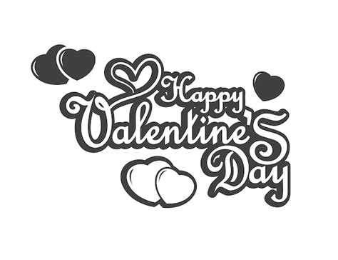 Premium Vector Happy Valentine Black And White Typography Text